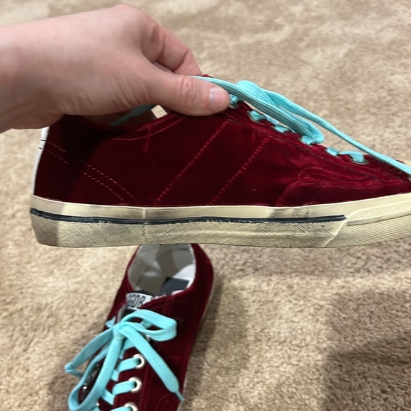 GOLDEN GOOSE DELUXE BRAND V STAR 2 RED AND GRAY VELVET-SIZE EU 40-US 9 - Picture 8 of 9
